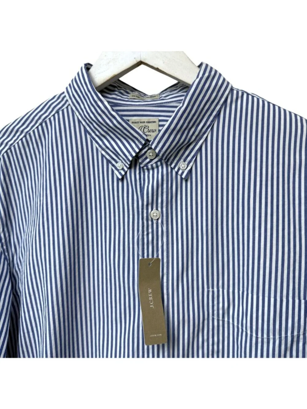J.Crew Mens Shirt Large Slim Untucked Blue White Stripe Preppy Button Up NWT